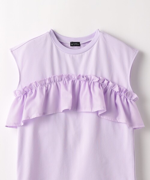 green label relaxing（グリーンレーベルリラクシング）の「TJ カット×布帛 フリルノースリーブ / キッズ  140cm-160cm -吸水速乾-（タンクトップ・キッズ・ダークグレー/ライラック/オフホワイト・150cm/160cm/140cm）」の19枚目の写真