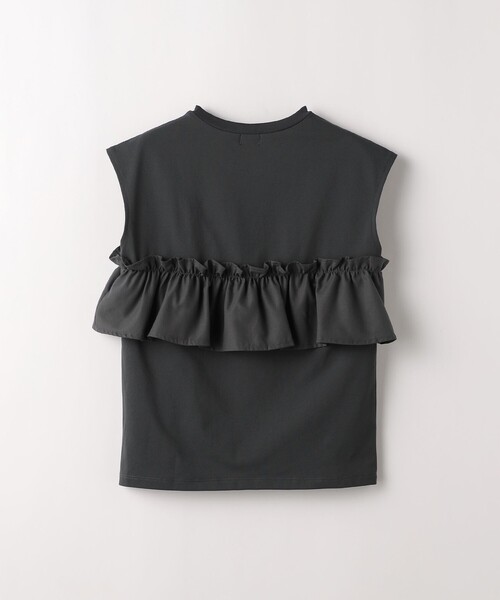 green label relaxing（グリーンレーベルリラクシング）の「TJ カット×布帛 フリルノースリーブ / キッズ  140cm-160cm -吸水速乾-（タンクトップ・キッズ・ダークグレー/ライラック/オフホワイト・150cm/160cm/140cm）」の5枚目の写真