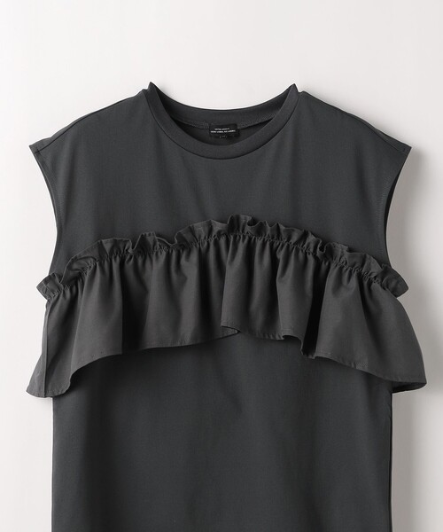 green label relaxing（グリーンレーベルリラクシング）の「TJ カット×布帛 フリルノースリーブ / キッズ  140cm-160cm -吸水速乾-（タンクトップ・キッズ・ダークグレー/ライラック/オフホワイト・150cm/160cm/140cm）」の6枚目の写真