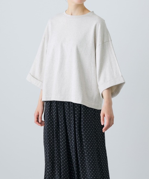 かぐれ（カグレ）の「ワイドスリーブクロップドカットソー（Tシャツ/カットソー・レディース・オートミール/ミント/オフホワイト・FREE）」の2枚目の写真