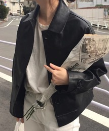 INASTUDIOS（イーナストゥディオス）の「フェイクレザージャケット レディース（ブルゾン）」