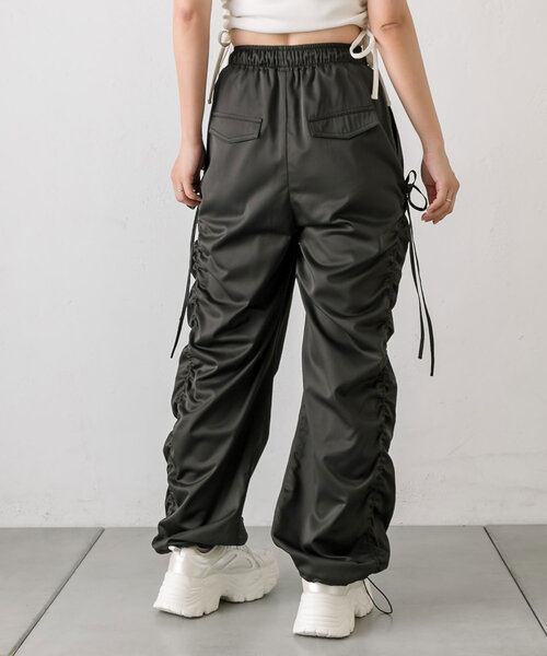 パンツ Highwaist ribbon pants M サイドギャザーリボンパンツ（その他パンツ）｜OLIVE des OLIVE