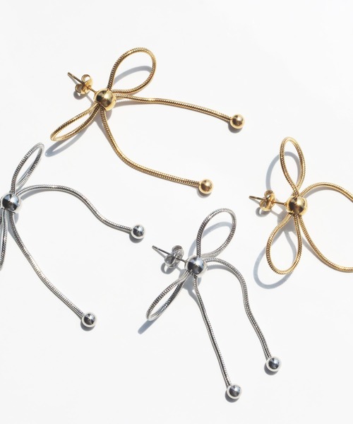 abaskdesign(アバスクデザイン)の「金属アレルギー対応 リボンピアス(ピアス(両耳用)・レディース・ゴールド/シルバー・FREE)」の4枚目の写真