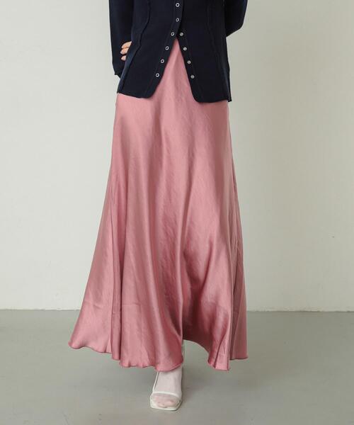 SENSE OF PLACE by URBAN RESEARCH（センスオブプレイスバイアーバンリサーチ）の「『WEB/一部店舗限定サイズ』ナローサテンスカート（スカート・レディース・チャコールグレー/カーキ/アイボリー/ライトピンク/ブラック/ブラウン・MEDIUM/SMALL/TALL）」の20枚目の写真