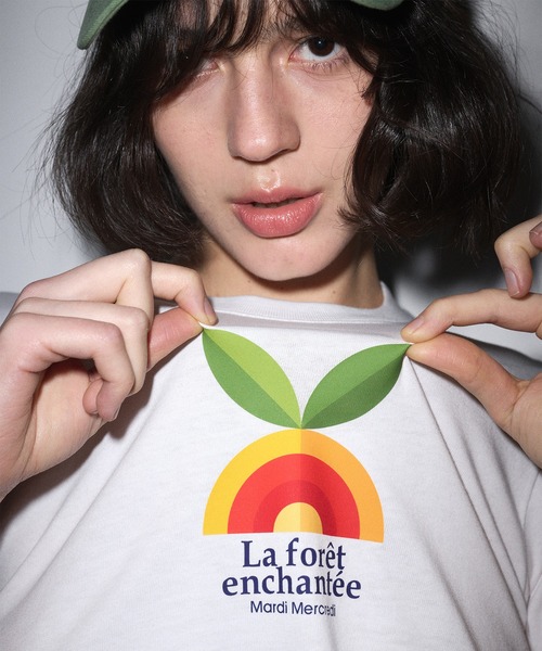 Mardi Mercredi(マルディメクルディ)の「SLIM TSHIRT ENCHANT : ORANGE / スリム Tシャツ ENCHANT:オレンジ(Tシャツ/カットソー・レディース・ホワイト・FREE)」の4枚目の写真
