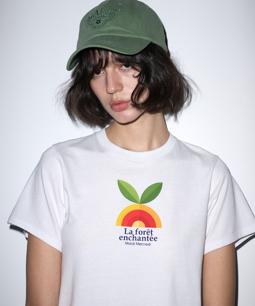 Mardi Mercredi(マルディメクルディ)の「SLIM TSHIRT ENCHANT : ORANGE / スリム Tシャツ ENCHANT:オレンジ(Tシャツ/カットソー・レディース・ホワイト・FREE)」の2枚目の写真
