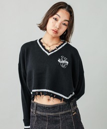 X-girl | EMBLEM V-NECK KNIT TOP(ニット/セーター)