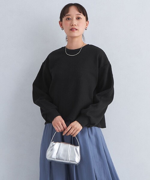 green label relaxing（グリーンレーベルリラクシング）の「ブリスター ジャカード プルオーバー カットソー（Tシャツ/カットソー・レディース・オフホワイト/ブラック/ライトブルー・FREE）」の3枚目の写真