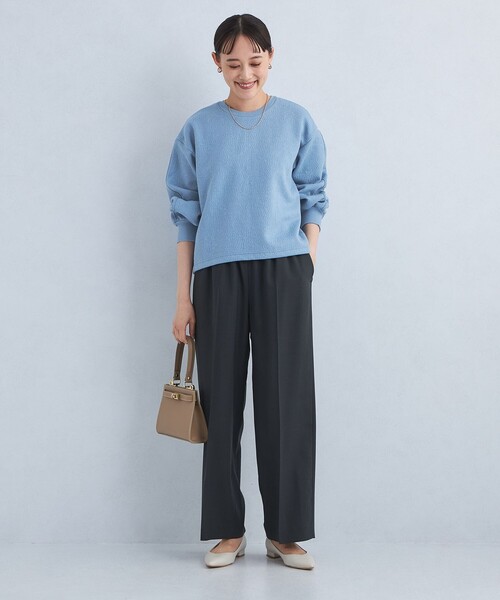 green label relaxing（グリーンレーベルリラクシング）の「ブリスター ジャカード プルオーバー カットソー（Tシャツ/カットソー・レディース・オフホワイト/ブラック/ライトブルー・FREE）」の4枚目の写真