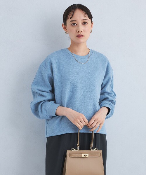 green label relaxing（グリーンレーベルリラクシング）の「ブリスター ジャカード プルオーバー カットソー（Tシャツ/カットソー・レディース・オフホワイト/ブラック/ライトブルー・FREE）」の6枚目の写真