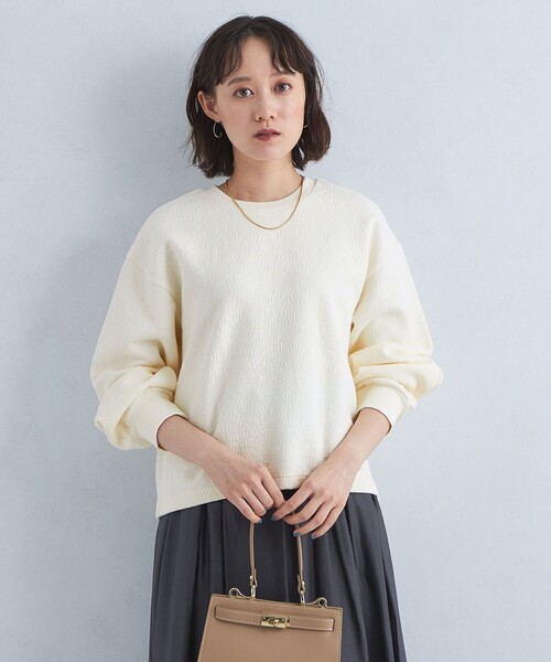 green label relaxing（グリーンレーベルリラクシング）の「ブリスター ジャカード プルオーバー カットソー（Tシャツ/カットソー・レディース・オフホワイト/ブラック/ライトブルー・FREE）」の8枚目の写真