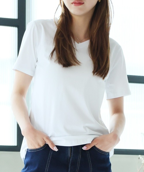 Girly Doll（ガーリードール）の「ベーシックVネックTシャツ（Tシャツ/カットソー・レディース・ブラック/ホワイト/グレー/ピンク/ベージュ・L/M）」の12枚目の写真