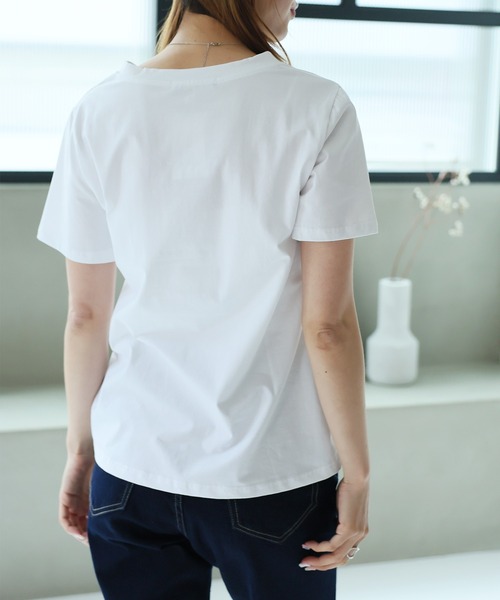 Girly Doll（ガーリードール）の「ベーシックVネックTシャツ（Tシャツ/カットソー・レディース・ブラック/ホワイト/グレー/ピンク/ベージュ・L/M）」の21枚目の写真