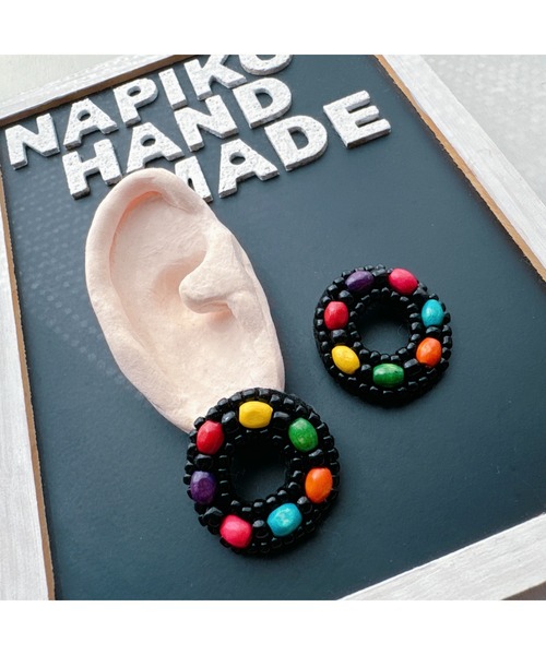 NAPIKO】カラフル♡ドーナツ型☆ビーズアクセサリー◇マルチ
