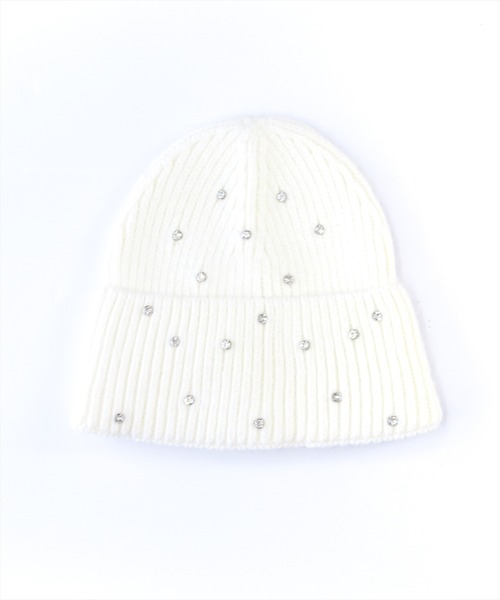 clear(クリア)の「ラインストーンニット帽≪2024AW新作≫(ニットキャップ/ビーニー・レディース・アイボリー/ブラック/グレー・F)」の8枚目の写真