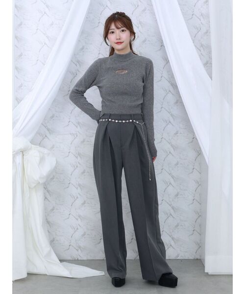 ニット セーター デコルテロゴ開きニットTOP レディース セール】デコルテロゴ開きニットTOP（ニット/セーター）｜EATME