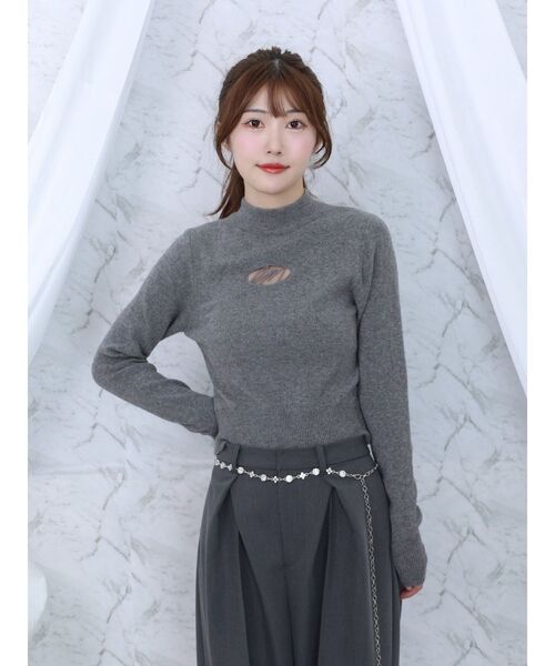 【セール】デコルテロゴ開きニットTOP（ニット/セーター）｜EATME（イートミー）