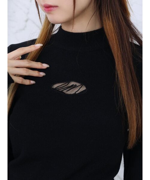 ニット セーター デコルテロゴ開きニットTOP レディース セール】デコルテロゴ開きニットTOP（ニット/セーター）｜EATME