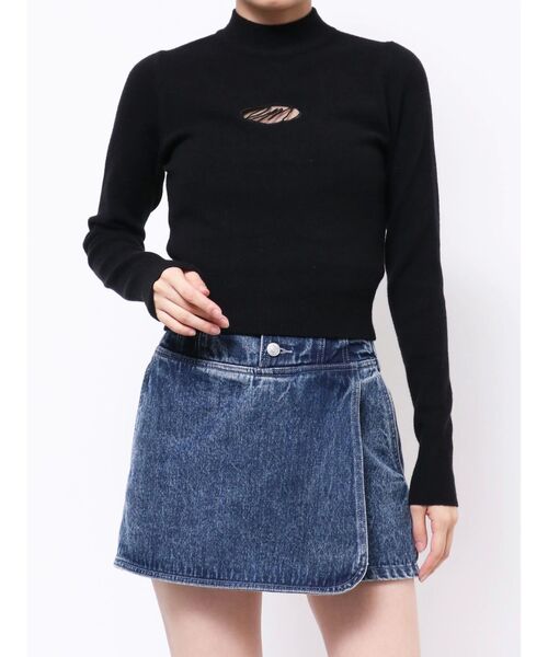 ニット セーター デコルテロゴ開きニットTOP レディース セール】デコルテロゴ開きニットTOP（ニット/セーター）｜EATME