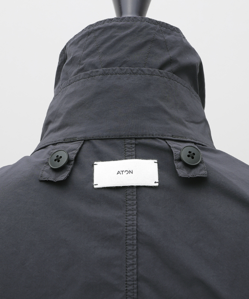新品　ATON　エイトン　ウールモッズコート　変形　フード　ジップ　紺色　4 新品 ATON エイトン ウールモッズコート 変形 フード ジップ