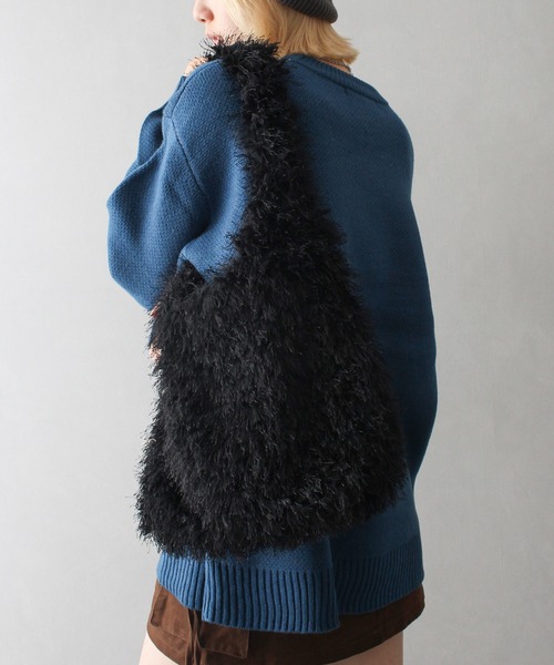 SpRay（スプレイ）の「フェザートートバッグ（トートバッグ・レディース・ベージュ/アイボリー/ブラック・FREE）」の2枚目の写真