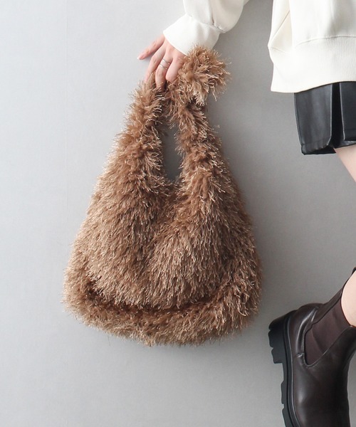 SpRay（スプレイ）の「フェザートートバッグ（トートバッグ・レディース・ベージュ/アイボリー/ブラック・FREE）」の7枚目の写真