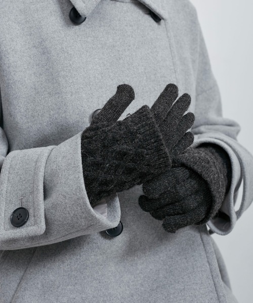 ROPE' PICNIC(ロペピクニック)の「3WAY/ケーブル編み×リブ編みニットグローブ(手袋・レディース・チャコールグレー/グレー/キナリ・FREE)」の2枚目の写真