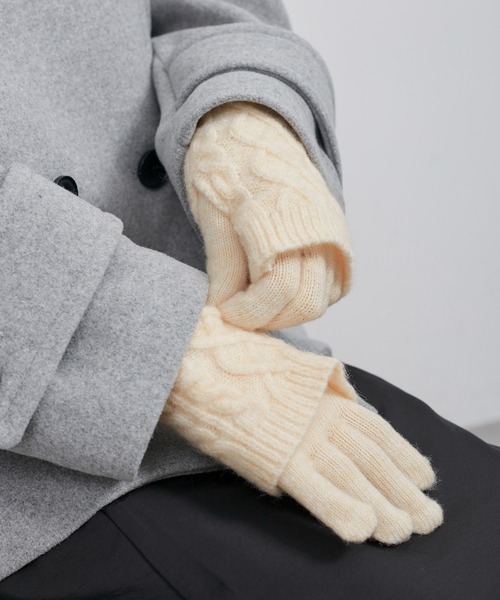 ROPE' PICNIC(ロペピクニック)の「3WAY/ケーブル編み×リブ編みニットグローブ(手袋・レディース・チャコールグレー/グレー/キナリ・FREE)」の5枚目の写真