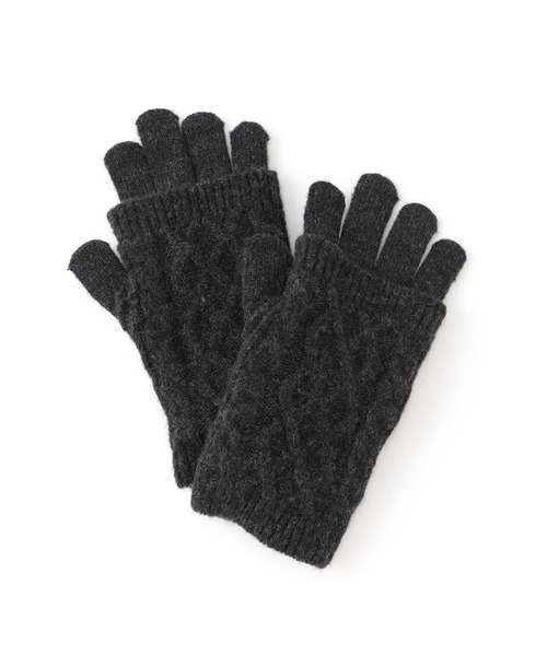 ROPE' PICNIC(ロペピクニック)の「3WAY/ケーブル編み×リブ編みニットグローブ(手袋・レディース・チャコールグレー/グレー/キナリ・FREE)」の7枚目の写真