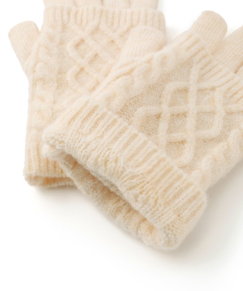 ROPE' PICNIC(ロペピクニック)の「3WAY/ケーブル編み×リブ編みニットグローブ(手袋・レディース・チャコールグレー/グレー/キナリ・FREE)」の20枚目の写真