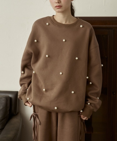 moi tytto(モイテュット)の「パールルーズスウェット(スウェット・レディース・ナチュラル/チャコールグレー/ブラウン・FREE)」の9枚目の写真