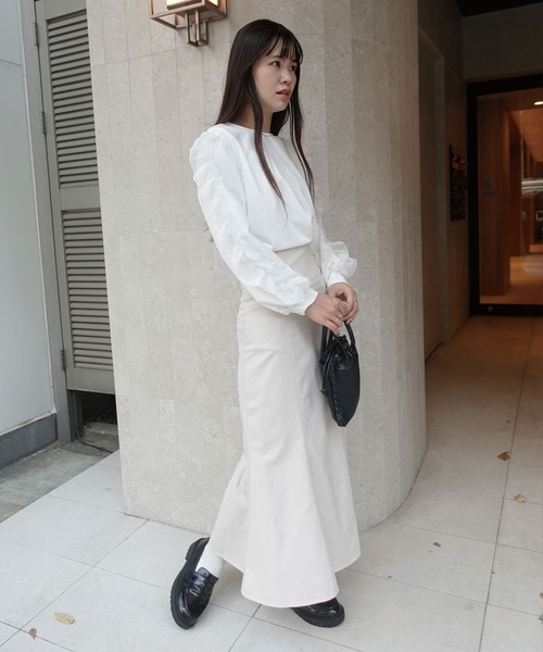 CORNERS(コーナーズ)の「袖オーガンジーフリルプルオーバー(Tシャツ/カットソー・レディース・ブラック/ホワイト・M)」の9枚目の写真