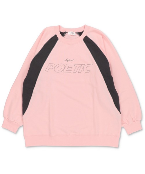 SPINNS（スピンズ）の「POETICロゴ パイピング切替ユニフォームデザインスウェット（スウェット・レディース・ブラック/杢グレー/ネイビー/ピンク・ONESIZE）」の4枚目の写真