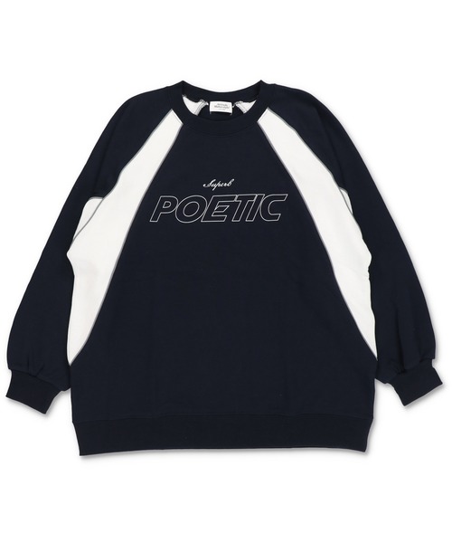 SPINNS（スピンズ）の「POETICロゴ パイピング切替ユニフォームデザインスウェット（スウェット・レディース・ブラック/杢グレー/ネイビー/ピンク・ONESIZE）」の10枚目の写真