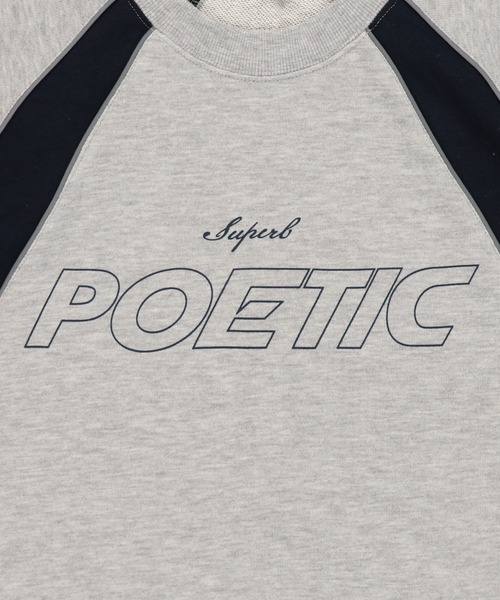 SPINNS（スピンズ）の「POETICロゴ パイピング切替ユニフォームデザインスウェット（スウェット・レディース・ブラック/杢グレー/ネイビー/ピンク・ONESIZE）」の14枚目の写真