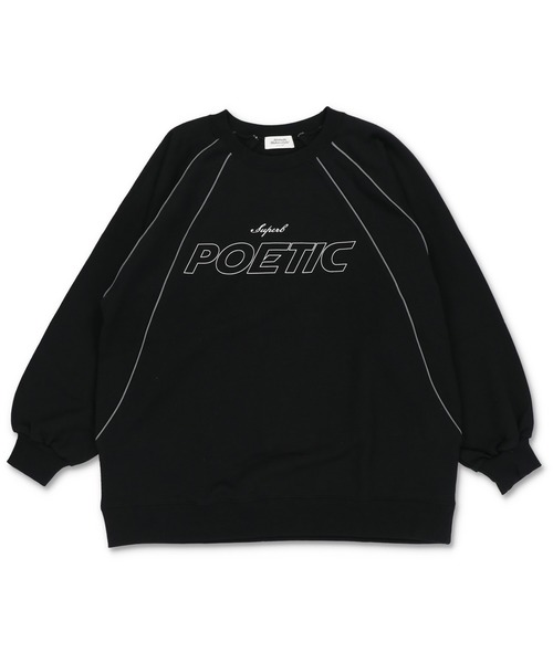 SPINNS（スピンズ）の「POETICロゴ パイピング切替ユニフォームデザインスウェット（スウェット・レディース・ブラック/杢グレー/ネイビー/ピンク・ONESIZE）」の9枚目の写真