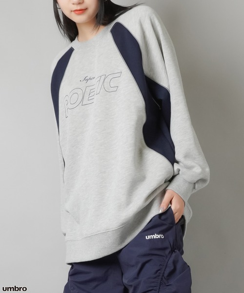 SPINNS（スピンズ）の「POETICロゴ パイピング切替ユニフォームデザインスウェット（スウェット・レディース・ブラック/杢グレー/ネイビー/ピンク・ONESIZE）」の22枚目の写真