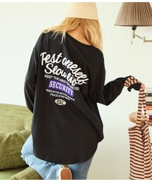 anap mimpi | メッセージ刺繍 ラウンドヘム 長袖 ビッグ ロンT(Tシャツ/カットソー)