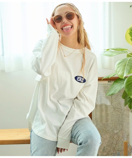 anap mimpi（アナップミンピ）の「メッセージ刺繍 ラウンドヘム 長袖 ビッグ ロンT（Tシャツ/カットソー・レディース・ワイン/ブラック/オフホワイト・FREE）」の4枚目の写真