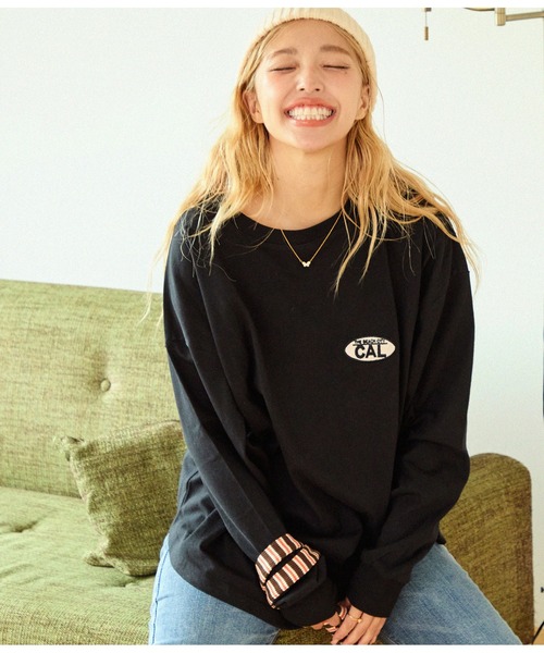 anap mimpi（アナップミンピ）の「メッセージ刺繍 ラウンドヘム 長袖 ビッグ ロンT（Tシャツ/カットソー・レディース・ワイン/ブラック/オフホワイト・FREE）」の12枚目の写真