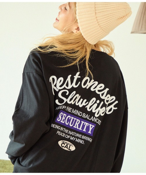 anap mimpi（アナップミンピ）の「メッセージ刺繍 ラウンドヘム 長袖 ビッグ ロンT（Tシャツ/カットソー・レディース・ワイン/ブラック/オフホワイト・FREE）」の15枚目の写真