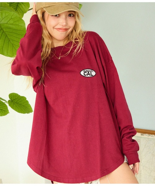 anap mimpi（アナップミンピ）の「メッセージ刺繍 ラウンドヘム 長袖 ビッグ ロンT（Tシャツ/カットソー・レディース・ワイン/ブラック/オフホワイト・FREE）」の19枚目の写真