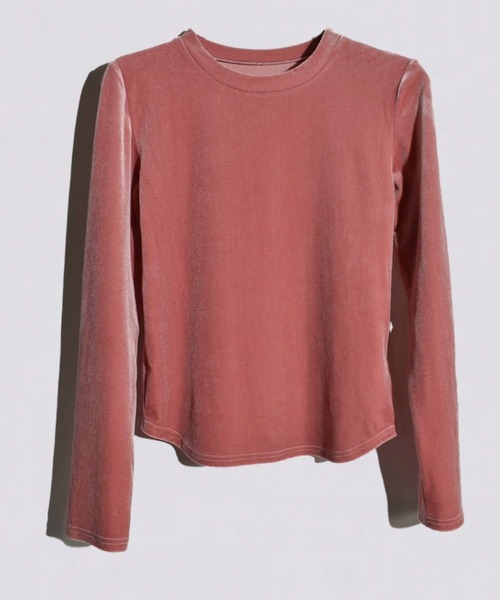 kiehtova（キエトヴァ）の「【kiehtova】VELOR TOPS/ベロア トップス（Tシャツ/カットソー・レディース・オフホワイト/ピンク/バーガンディー/ブラック/グレー・FREE）」の4枚目の写真