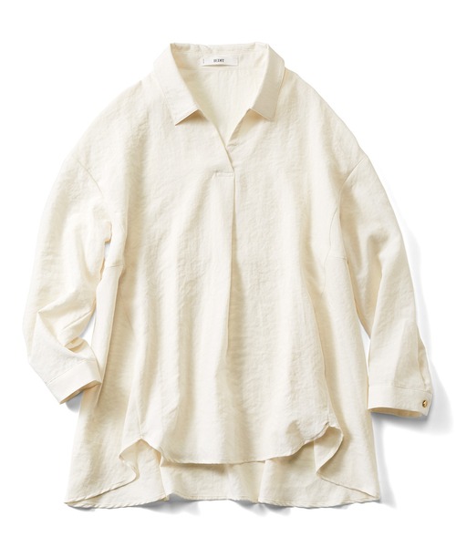 IEDIT（イディット）の「ＩＥＤＩＴ　リラクシーシルエットのきちんと見えスキッパーシャツブラウス（シャツ/ブラウス・レディース・ネイビー/オフホワイト/ベージュ・MEDIUM/X-LARGE/LARGE/XX-LARGE/SMALL/XXX-LARGE）」の10枚目の写真