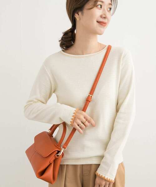 URBAN RESEARCH DOORS（アーバンリサーチドアーズ）の「刺繍ワッフルTシャツ（Tシャツ/カットソー・レディース・チャコールグレー/アイボリー・MEDIUM）」の4枚目の写真