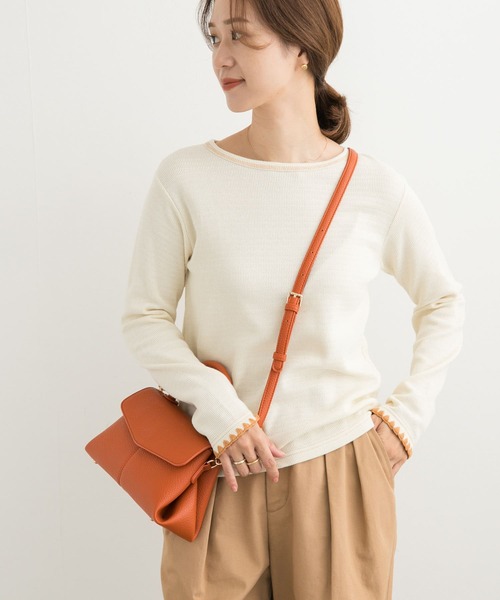 URBAN RESEARCH DOORS（アーバンリサーチドアーズ）の「刺繍ワッフルTシャツ（Tシャツ/カットソー・レディース・チャコールグレー/アイボリー・MEDIUM）」の5枚目の写真