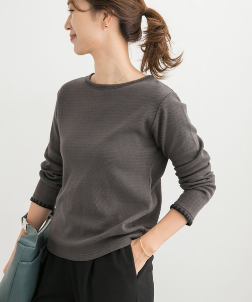 URBAN RESEARCH DOORS（アーバンリサーチドアーズ）の「刺繍ワッフルTシャツ（Tシャツ/カットソー・レディース・チャコールグレー/アイボリー・MEDIUM）」の12枚目の写真