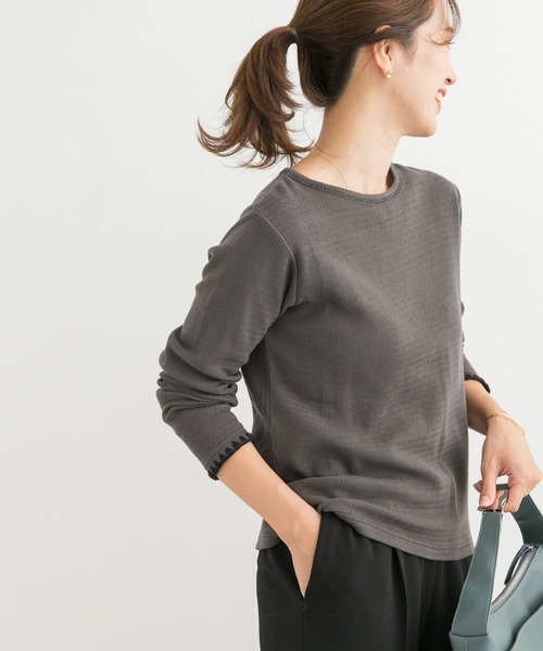 URBAN RESEARCH DOORS（アーバンリサーチドアーズ）の「刺繍ワッフルTシャツ（Tシャツ/カットソー・レディース・チャコールグレー/アイボリー・MEDIUM）」の13枚目の写真