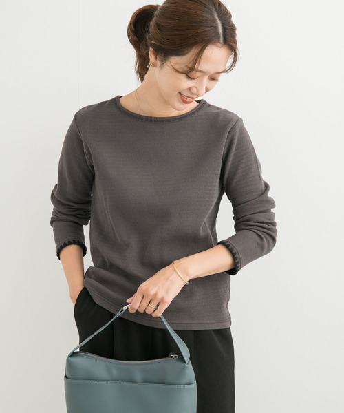 URBAN RESEARCH DOORS（アーバンリサーチドアーズ）の「刺繍ワッフルTシャツ（Tシャツ/カットソー・レディース・チャコールグレー/アイボリー・MEDIUM）」の14枚目の写真