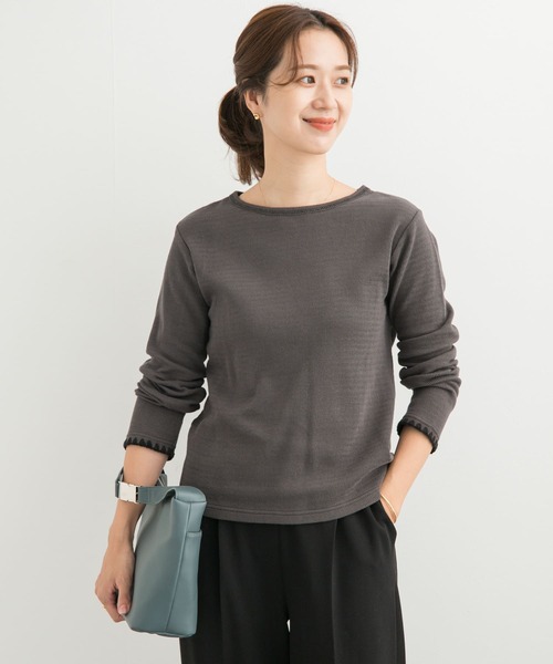 URBAN RESEARCH DOORS（アーバンリサーチドアーズ）の「刺繍ワッフルTシャツ（Tシャツ/カットソー・レディース・チャコールグレー/アイボリー・MEDIUM）」の15枚目の写真